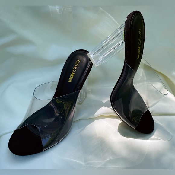 Fashion Nova Shoes - Fashion Nova clear block heels, platform style, size 8